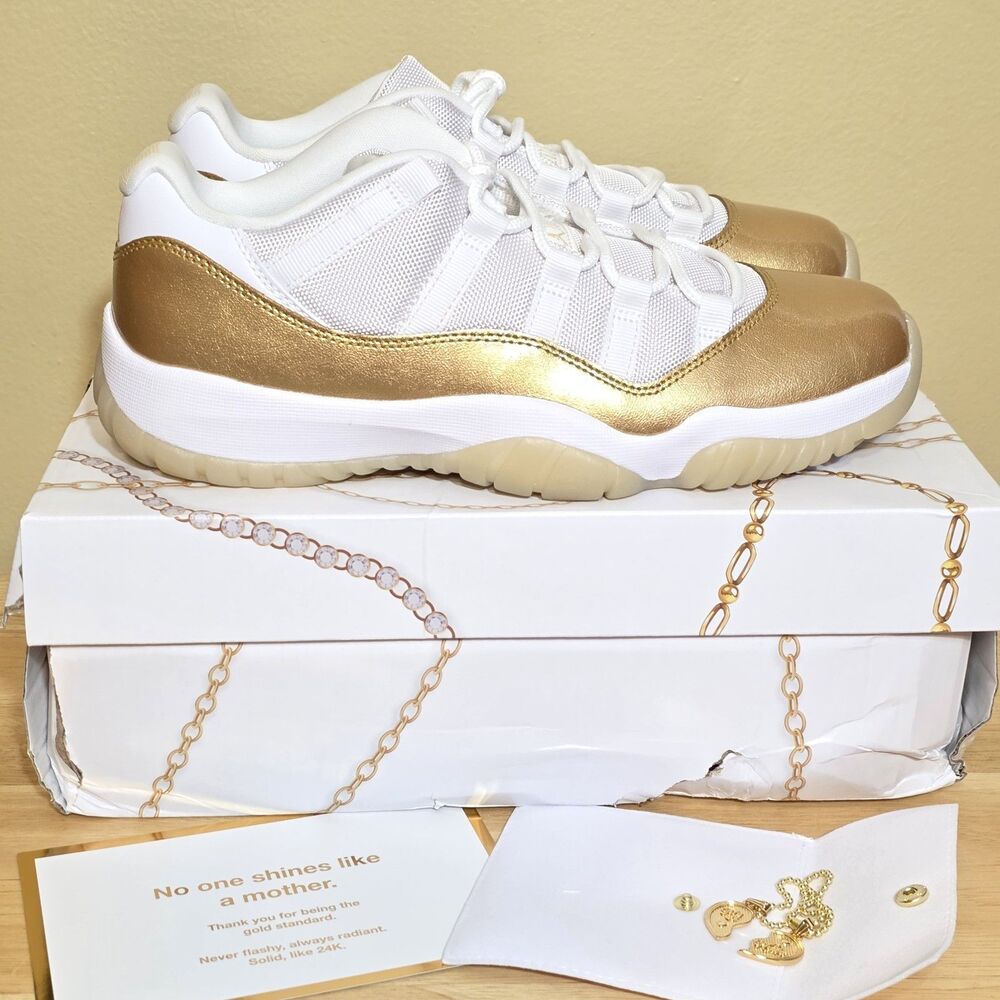 Jordan 11 Retro Low Mother's Day Shoes White Gold AH7860-102 Women's Size 9